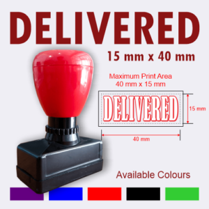 “DELIVERED” Pre Inked Stamp (40 mm x 15 mm size)