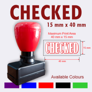 “CHECKED” Pre Inked Stamp (40 mm x 15 mm size)
