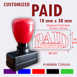 Customized “PAID” Pre Inked Stamp (18 mm x 38 mm size)