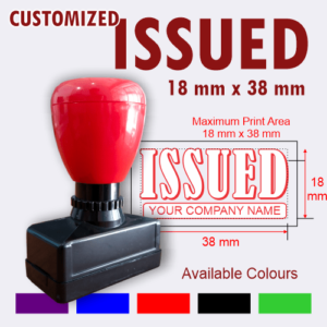 Customized “ISSUED” Pre Inked Stamp (18 mm x 38 mm size)