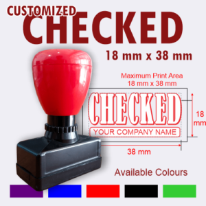 Customized “CHECKED” Pre Inked Stamp (18 mm x 38 mm size)