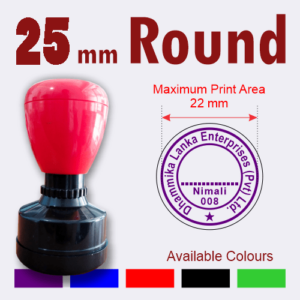 25 mm Round Pre-Inked (Flash) Rubber Stamp Customized